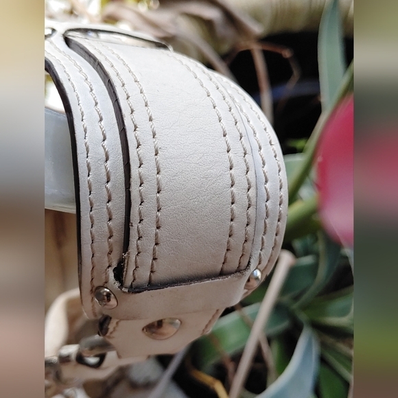 AUTHENTIC COACH JACQUARD SIGNATURE C AND GENUINE WHITE LEATHER HAND/SHOULDER BAG - Picture 5 of 11